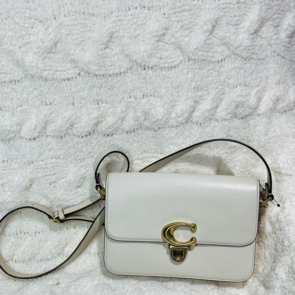 Coach White and Gold Crossbody Bag with Adjustable Strap